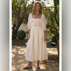 Free People Oasis Maxi 100% cotton butter yellow size M